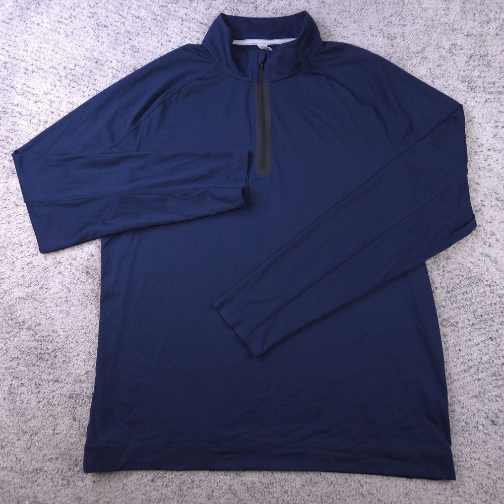 Rhone Pullover Mens XL Sweater Quarter Zip Reign Navy Blue Mock Neck Stretch